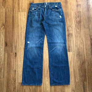 7 for all Mankind Men’s Relaxed Fit Button Fly Distressed Jeans size 34